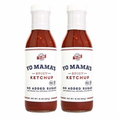 Yo Mama's Foods Keto Spicy Ketchup – Pack of (2) - No Sugar Added, Low Carb, Vegan Perspective: front