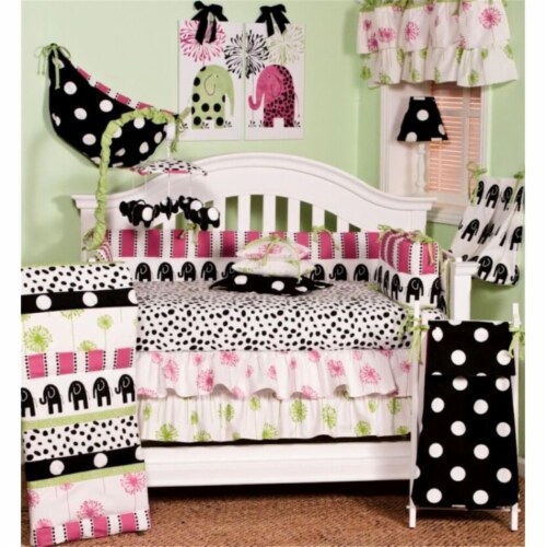 Cotton Tale HD8S Hottsie Dottsie 8 Pieces Crib Bedding Set - Black, Pink Perspective: front