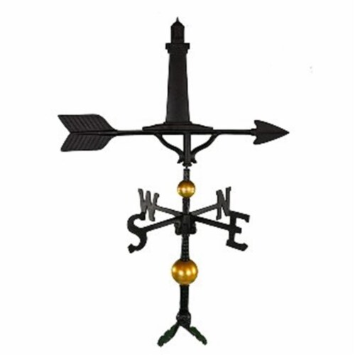 Montague Metal Products WV-393-SB 300 Series 32 In. Deluxe Black Cape Cod Lighthouse Weatherv Perspective: front