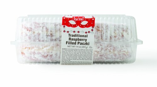 Traditional Raspberry Filled Paczki 4 Count Perspective: front