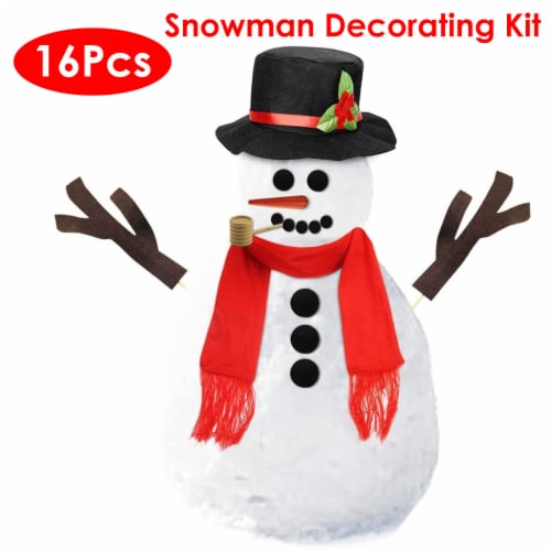 Snowman Decorating Kit Snowman Dressing Making Kit with Hat Scarf Wooden  Button Kids Toys Winter Outdoor Christmas Holiday Decoration 