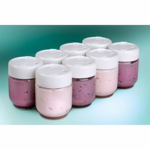 Euro Cuisine Set 8 Glass Jars with Lid Yogurt Maker Model YM80 and