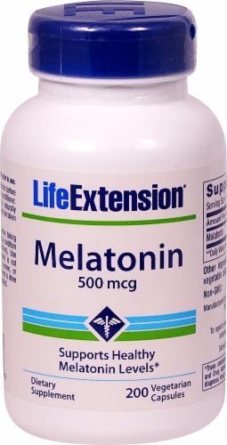 Life Extension® Melatonin 500mcg Perspective: front