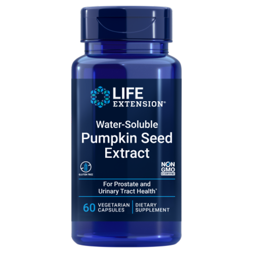 Life Extension® Pumpkin Seed Extract Water-Soluble Vegetarian Capsules Perspective: front