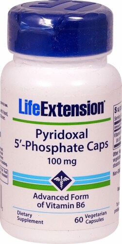 Life Extension Pyridoxal 5'-Phosphate Caps Vegetarian Capsules 100 mg Perspective: front