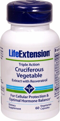 Life Extension  Triple Action Cruciferous Vegetable Extract With Resveratrol Perspective: front