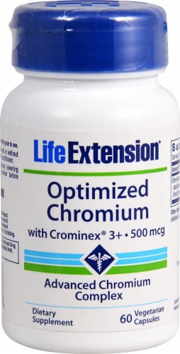 Life Extension Optimized Chromium with Crominex® 3+ 500mcg Perspective: front