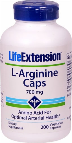 Life Extension L-Arginine Vegetarian Capsules 700mg Perspective: front
