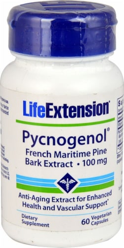 Life Extension  Pycnogenol® French Maritime Pine Bark Extract Vegetarian Capsules 100mg Perspective: front