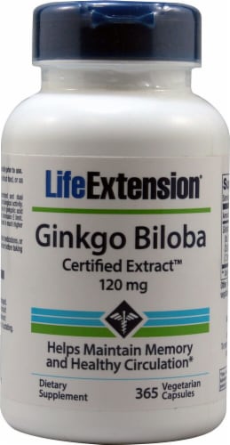 Life Extension Ginkgo Biloba Certified Extract 120mg Perspective: front