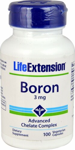 Life Extension Boron Vegetarian Capsules 3mg Perspective: front