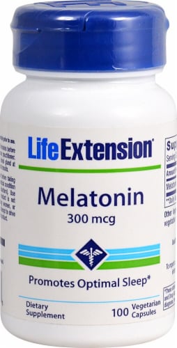Life Extension Melatonin Vegetarian Capsules 300mcg Perspective: front