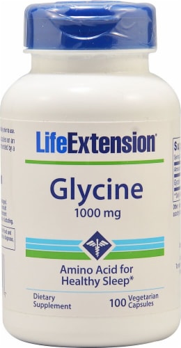 Life Extension Glycine Vegetarian Capsules 1000 mg Perspective: front