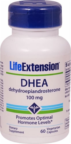 Life Extension DHEA Vegetarian Capsules 100 mg Perspective: front