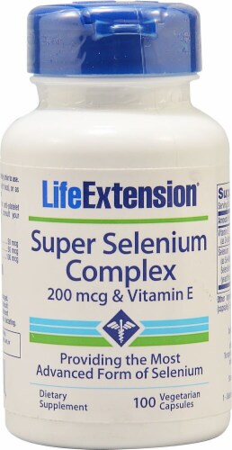 Life Extension Super Selenium Complex Vegetarian Capsules 200mcg Perspective: front