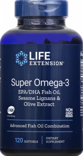 Life Extension Super Omega-3 Advanced Fish Oil Combination Softgels Perspective: front