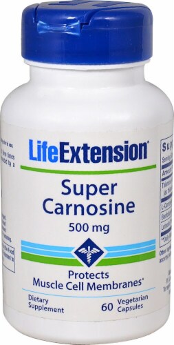 Life Extension Super Carnosine Vegetarian Capsules 500mg Perspective: front