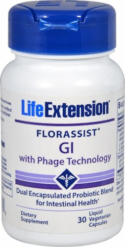 Life Extension  Florassist® GI with Phage Technology Vegetarian Capsules Perspective: front