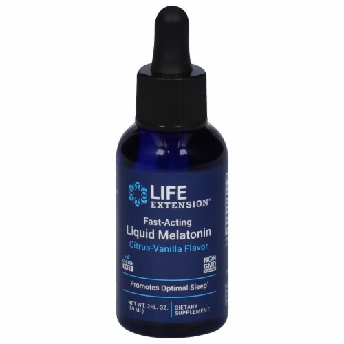 Life Extension Citrus-Vanilla Flavor Fast-Acting Liquid Melatonin Supplement Perspective: front