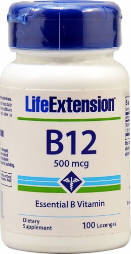 Life Extension Vitamin B12 Lozenges 500mcg Perspective: front