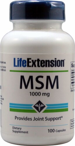 Life Extension MSM 1000mg Capsules Perspective: front