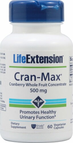 Life Extension Cran-Max Cranberry Whole Fruit Concentrate Vegetarian Capsules 500mg Perspective: front