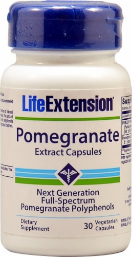Life Extension Pomegranate Extract Vegetarian Capsules Perspective: front