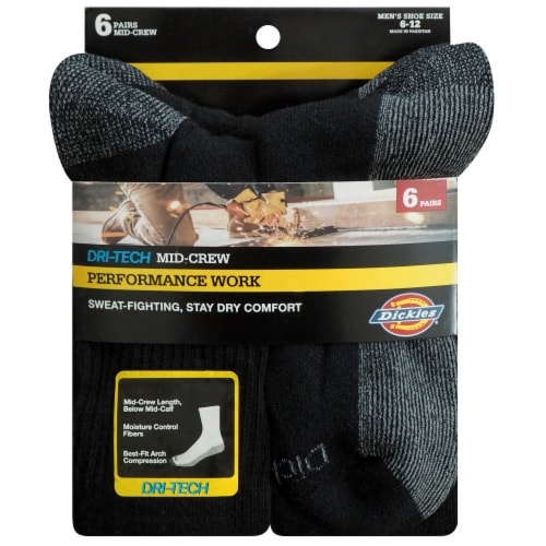 Dickies® Dri-Tech Mid-Crew Socks - Black Perspective: front