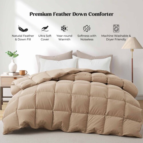 Puredown Medium Weight Goose Down Feather Comforter Twin Full King Sizes Ginger Root King King QFC