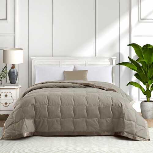 Lightweight Down Blanket Cotton Cover Oversize Blanket Satin Weave Vintage Khaki 90 x 90 90 x 90 Kroger