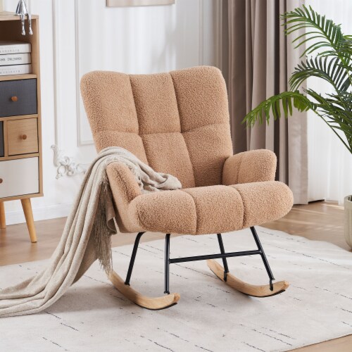 Modern Teddy Velvet Rocking Accent Chair Upholstered Rocking Glider Chairs Nursery Comfy Roc 1 unit Pick n Save