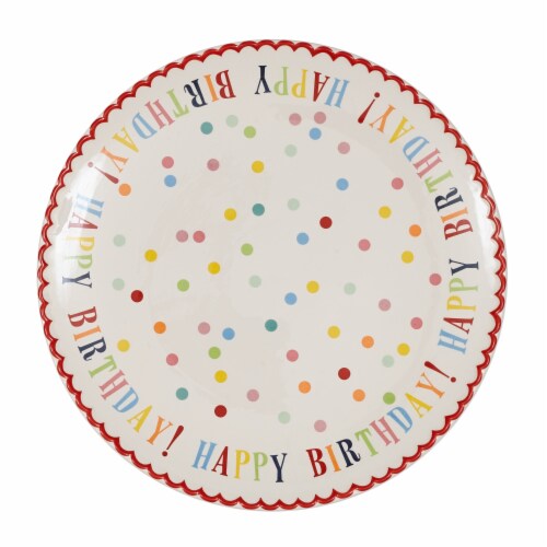 Happy Birthday! Ceramic Cake Plate Perspective: front