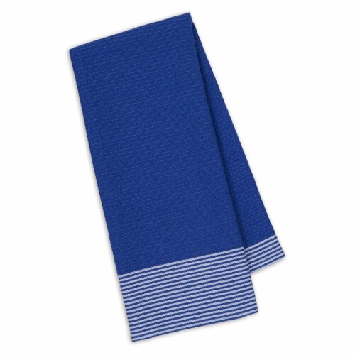 Design Imports Blueberry Blue Waffle Knit Stripe Kitchen Towel Perspective: front