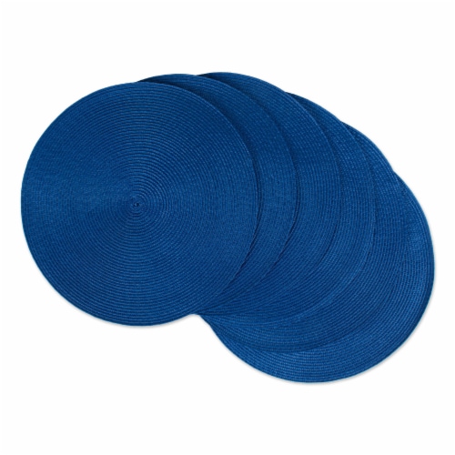 DII Nautical Blue Round Polypropylene Woven Placemat (Set of 6) Perspective: front