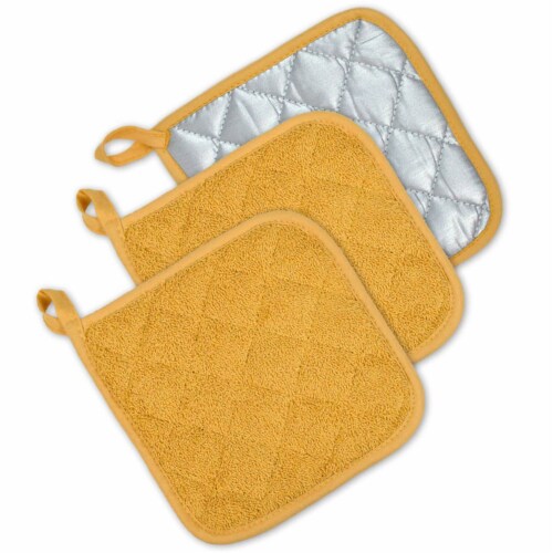 DII Mustard Terry Potholder (Set of 3) Perspective: front