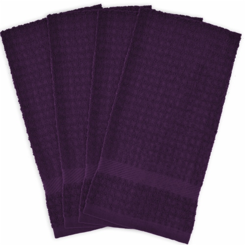 DII Dishtowel Set, Waffle Terry Collection, 15x26-inches, Eggplant Perspective: front