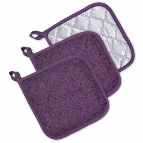DII Eggplant Terry Potholder (Set of 3) Perspective: front
