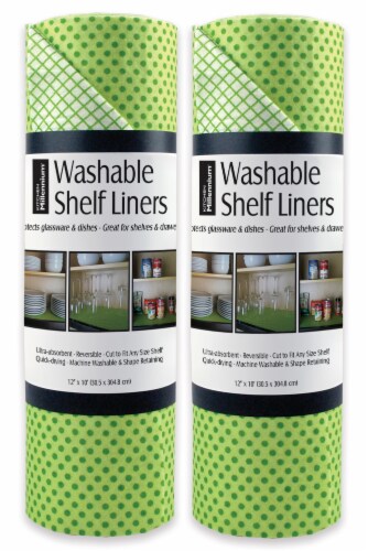 DII Green Dots Shelf Liner (Set of 2) Perspective: front