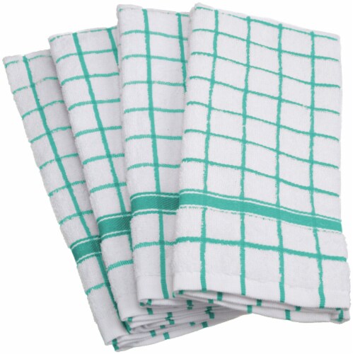 Design Imports CAMZ33328 Aqua Windowpane Terry Dishtowel Set - Set of 4 Perspective: front