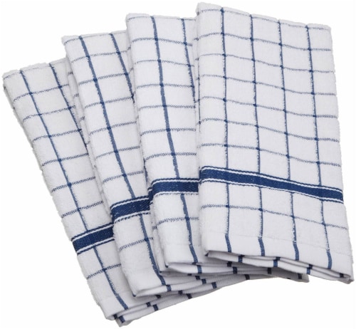 DII Nautical Blue Windowpane Terry Dishtowel (Set of 4) Perspective: front