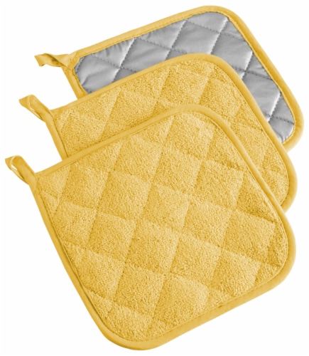 DII Yellow Terry Potholder (Set of 3) Perspective: front