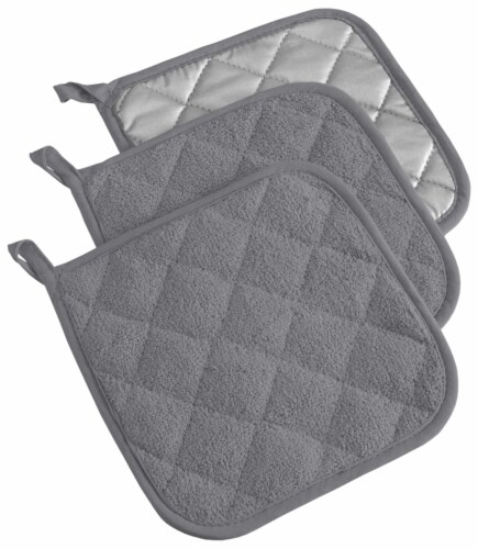 DII Gray Terry Potholder (Set of 3) Perspective: front
