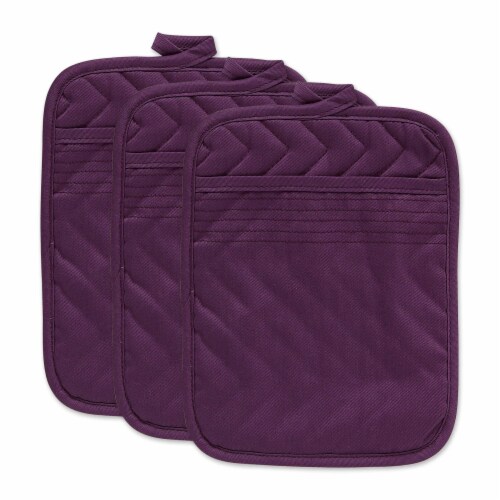 DII Eggplant Quilted Potholder (Set of 3) Perspective: front