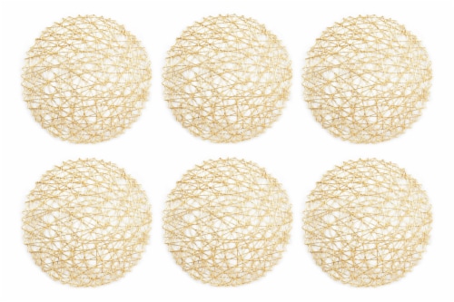DII Gold Woven Paper Round Placemat (Set of 6) Perspective: front