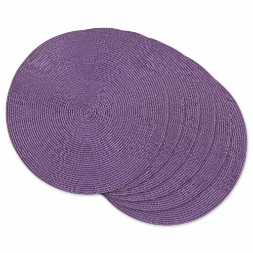 DII Eggplant Round Polypropylene Woven Placemat (Set of 6) Perspective: front