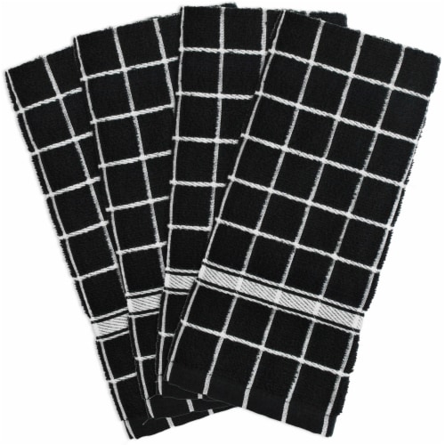 DII Black Solid Windowpane Terry Dishtowel (Set of 4) Perspective: front