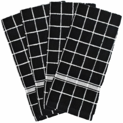 DII Black Solid Windowpane Terry Dishtowel (Set of 4) Perspective: front
