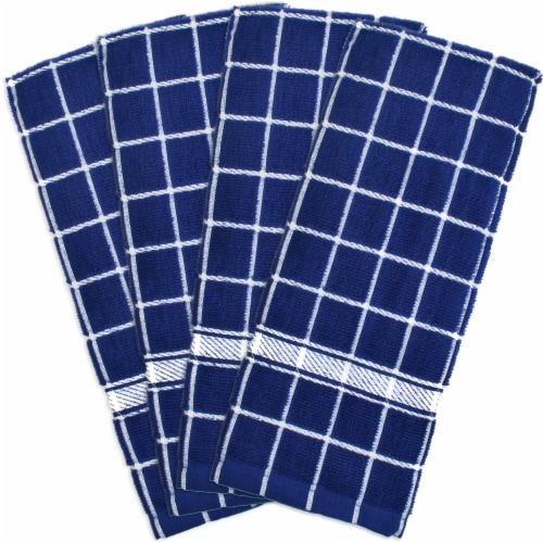 DII Nautical Blue Solid Windowpane Terry Dishtowel (Set of 4) Perspective: front