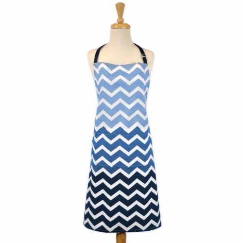 Design Imports Nautical Blue Chevron Chef Apron Perspective: front