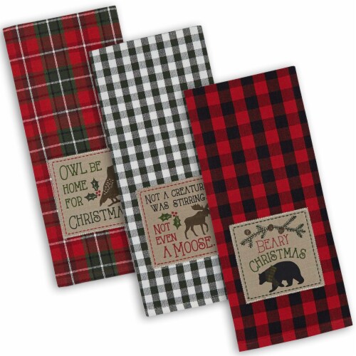 Design Imports CAMZ10660 Holiday Checks Heavyweight Dish Towel